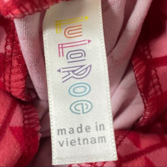 Lularoe Leggings Geometric Heart Honeycomb Red Pink One Size - Picture 6 of 9